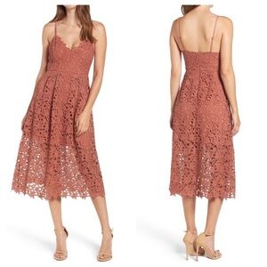 ASTR The Label LACE A LINE MIDI DRESS Coral Cedar